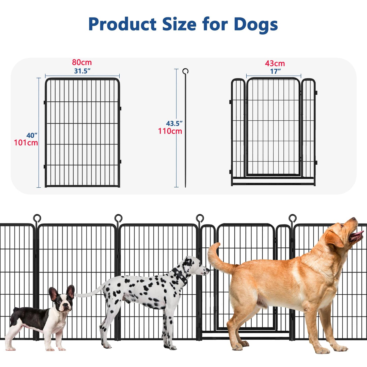 Heavy-Duty 8 Panels Dog Playpen Indoor & Outdoor Pet Exercise Pen with Door Rust-Proof Iron Metal Fence Dog Playpen for Puppies by PawHaven