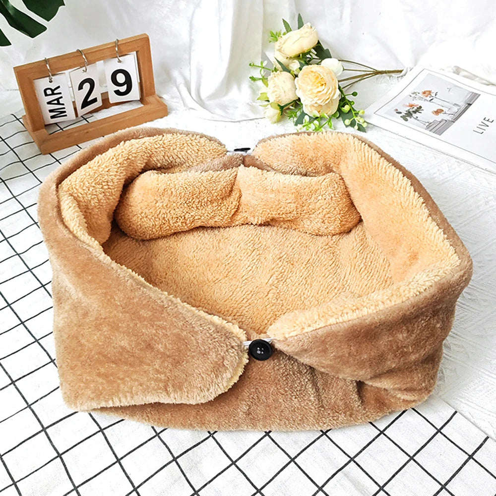 Folding Cat Bed Winter Warm Car Mat Dog Bed Pet House Plush Thickened Cushion by PawHaven