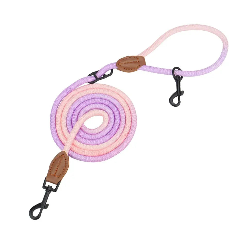 Double Head Dog Leash Crossbody Pet Round Traction Rope Lead Training Walking Cat Leashes by PawHaven