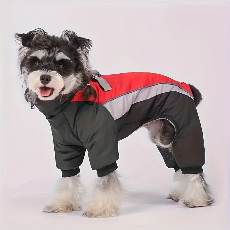 Autumn and winter new dog clothes, four-legged cotton jacket, outdoor reflective leash, thick coat for keeping dogs warm by PawHaven