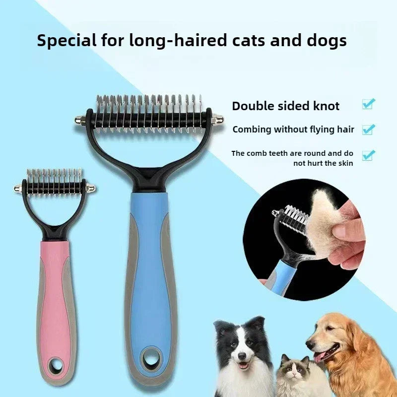 1pc Stainless Steel Dual Sided Pet Comb, Dog Cat Tangle Remover Brush, Portable Grooming Accessory for Household Pets by PawHaven