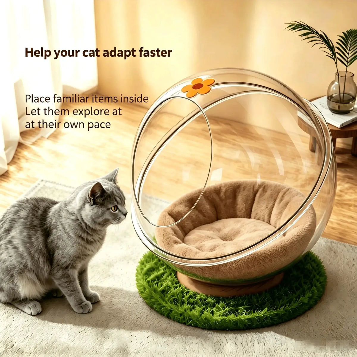 Space Capsule Cat Bed, Easy Clean Washable Hammock House with Climbing Frame, Universal Pet Nest for Kittens Indoor Cats Furniture by PawHaven