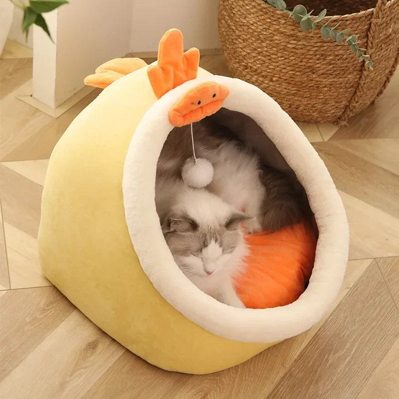 Cat Pad Bed Sweet Soft Warm Pet Basket Cozy Kitten Lounger Cushion Pet House Tent Small Dog Mat For Washable Cats winter Beds by PawHaven