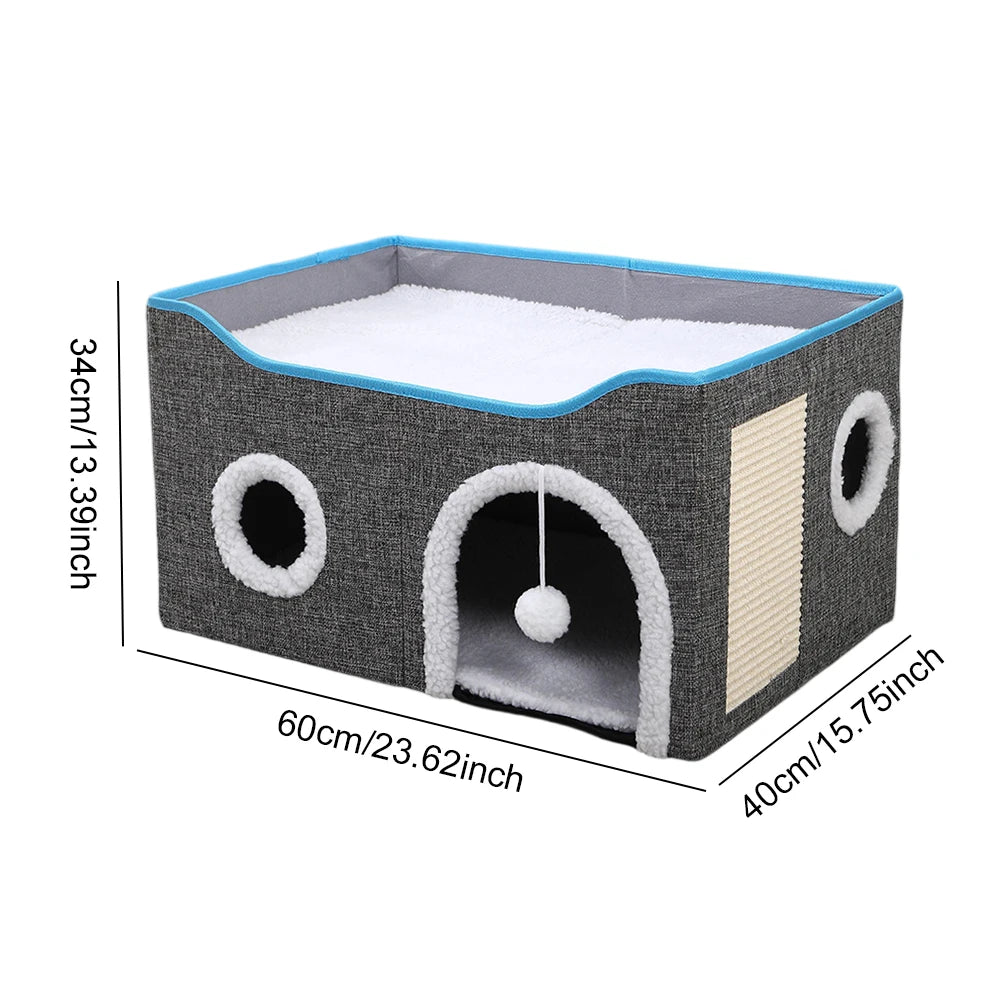 Premium Velvet Cat Cave With Scratching Pad by PawHaven