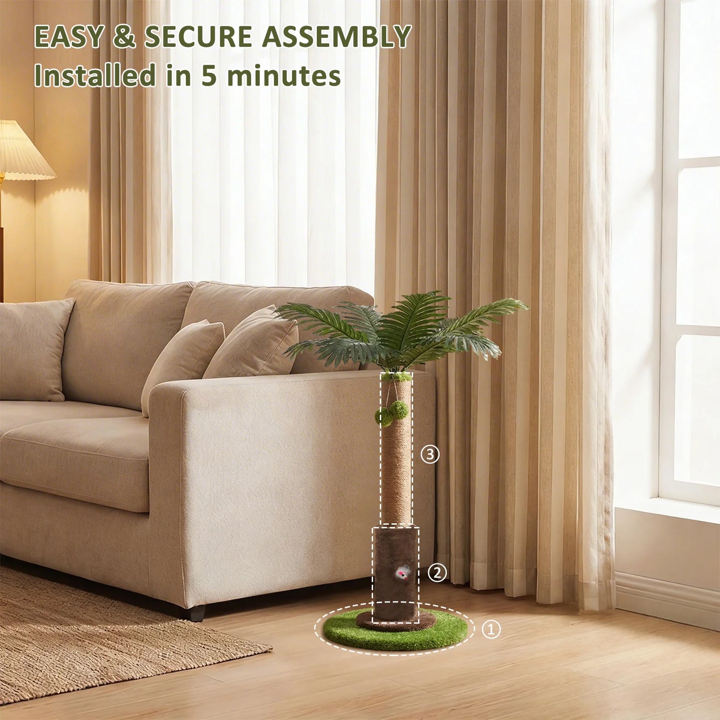 Premium Sisal Tree Cat Scratcher With Toys by PawHaven