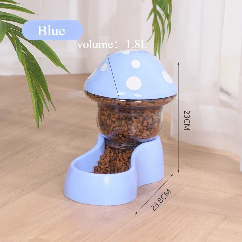 2026 Cute Mushroom Shaped Automatic Cat Feeder Large Capacity Pet Food Storage Container Cat Food Bowl Pet Daily Supplies by PawHaven