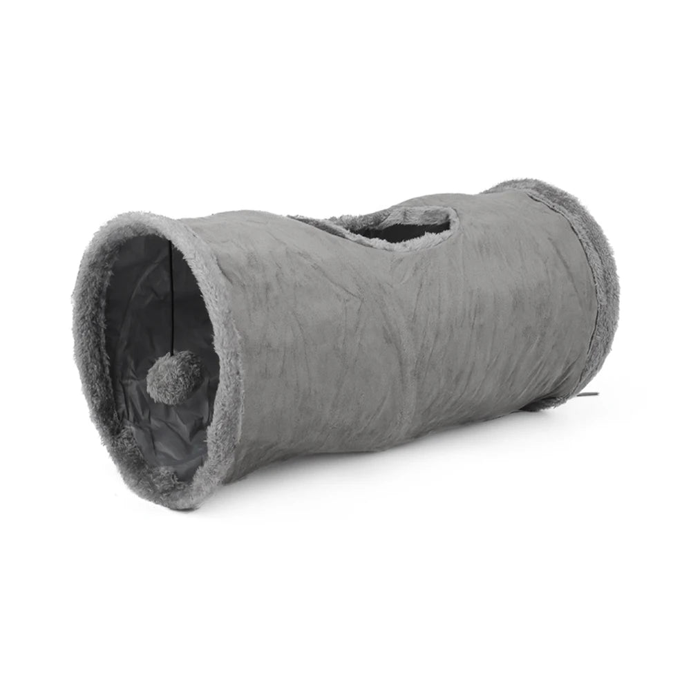 Tunnel Cat Toy Puppy Plush Ball Pet Toy Tent Tunnel Tube Storage Foldable Suede Cat Channel Drill Bucket by PawHaven