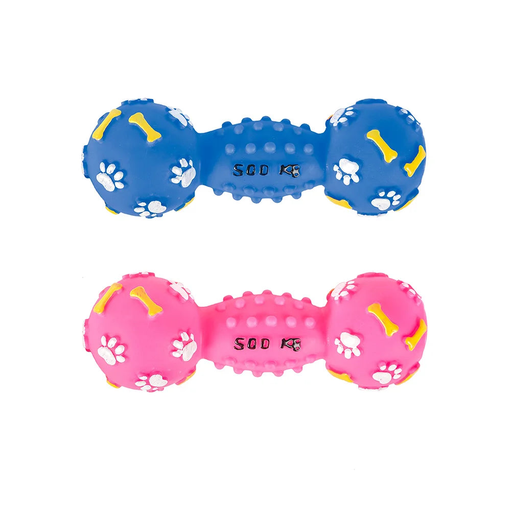 Premium Squeaky Dumbbell Dog Toy For Durable Chew And Fetch by PawHaven