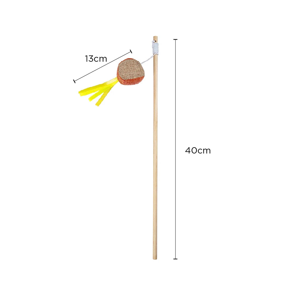 Teaser Cat Toy with Ball, Interactive Wand for Exercise and Play, Dangly Feathers and Catnip for Mental Stimulation by PawHaven