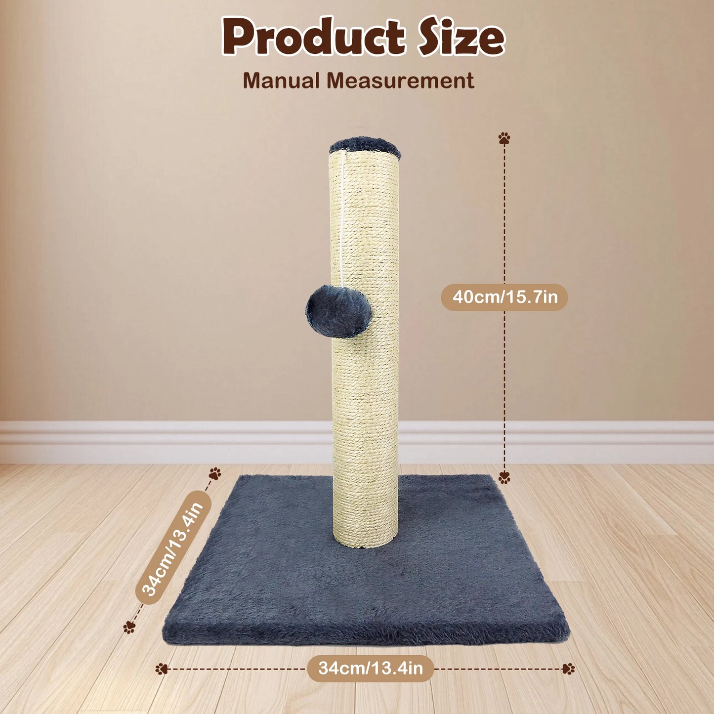 Premium Sisal Cat Scratch Pole With Turntable by PawHaven