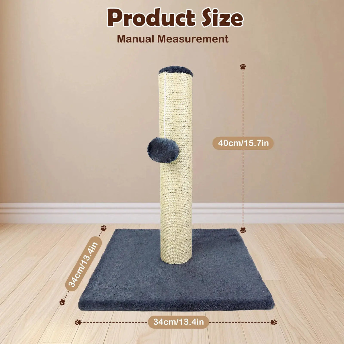 Premium Sisal Cat Scratch Pole With Turntable by PawHaven