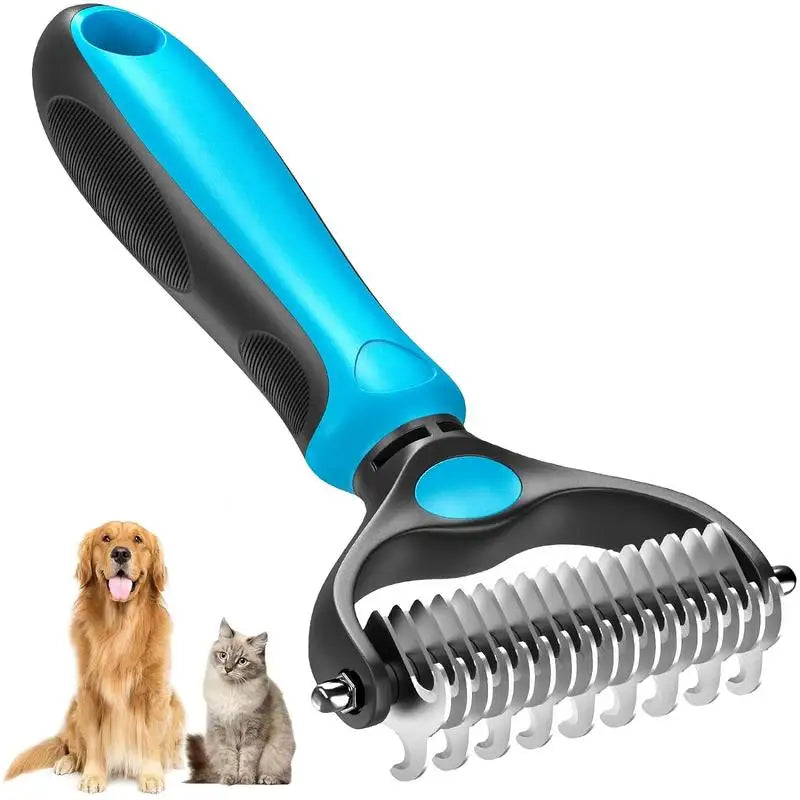 2in1 Stainless Pet Deshedding Brush Dog Hair Remover Pet Fur Knot Cutter Puppy Cat Comb Brushes Dogs Grooming Shedding Supplies by PawHaven