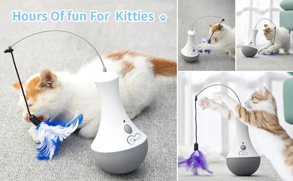 Premium Cat Feather Toy Rotating Interactive Teaser by PawHaven