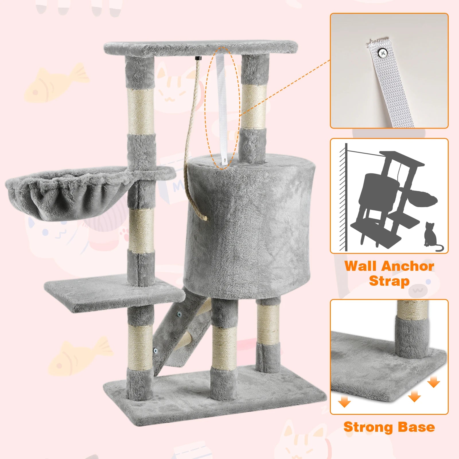 Cat Tree Multi-Level Tower Condo Scratching Post Kitten Toy Cozy Condo Climb Furniture Climbing Tower Activity Centre for Cats by PawHaven