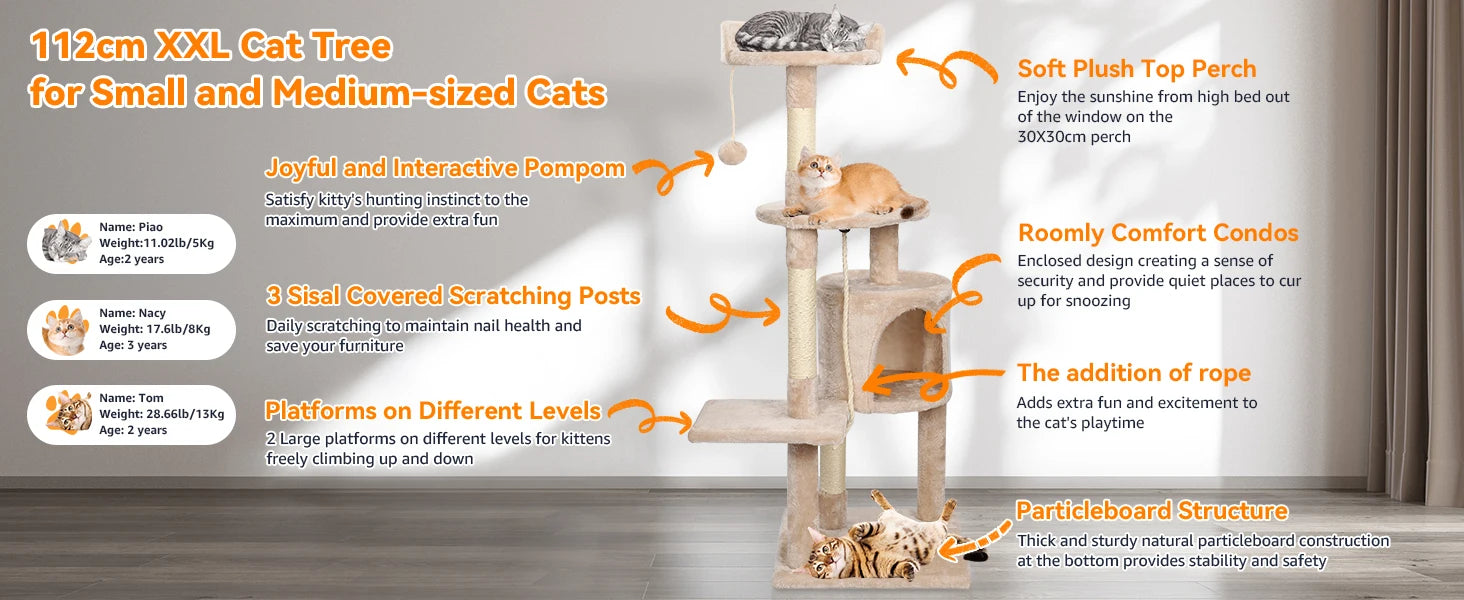 Cat Tree Multi-Level Tower Condo Scratching Post Kitten Toy Cozy Condo Climb Furniture Climbing Tower Activity Centre for Cats by PawHaven