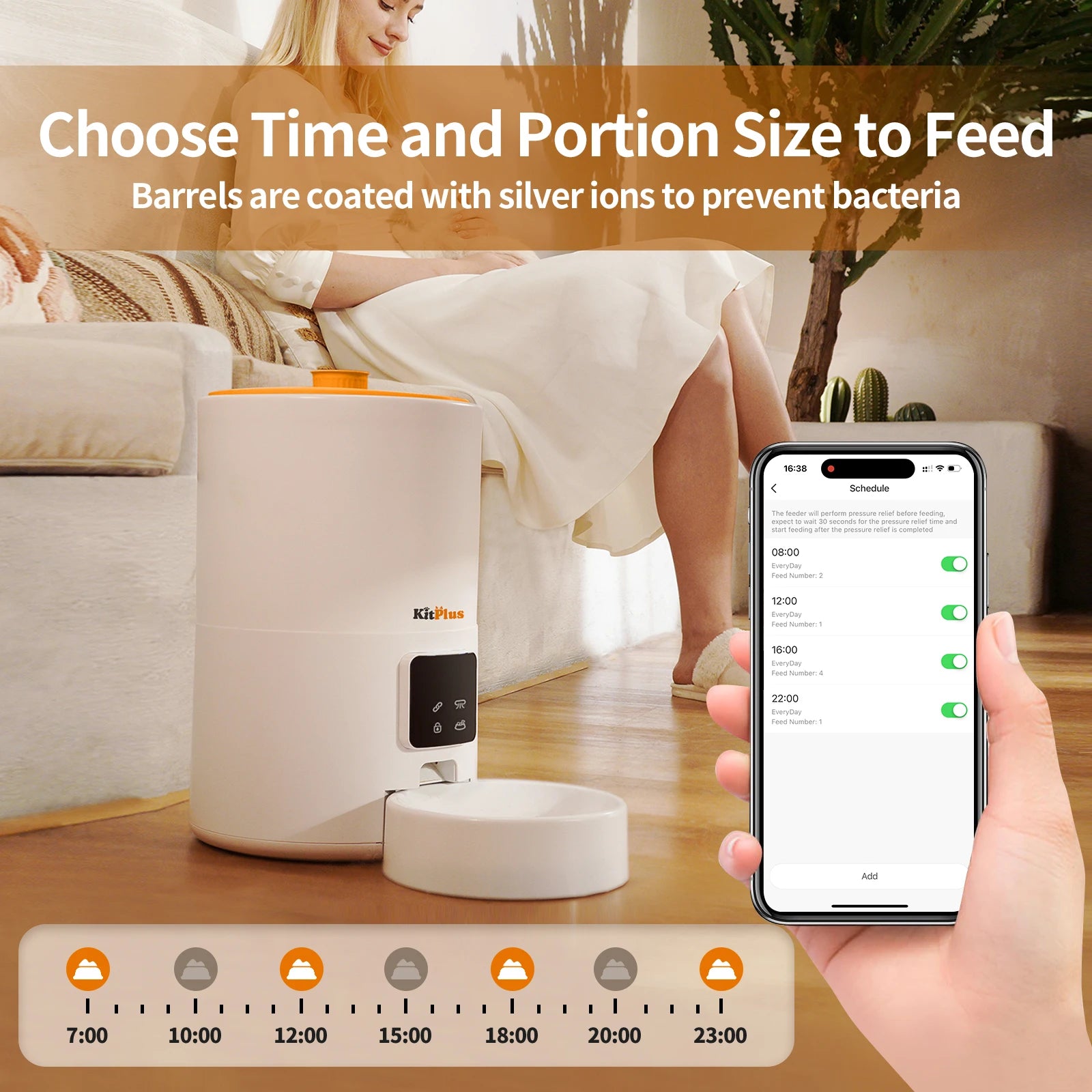 KITPLUS Vacuum Automatic Cat Feeder, 9L Cat Food Dispenser, App Timer to Feeder, Keep Food Fresh, Lock Lid, 10 meals for dog cat by PawHaven
