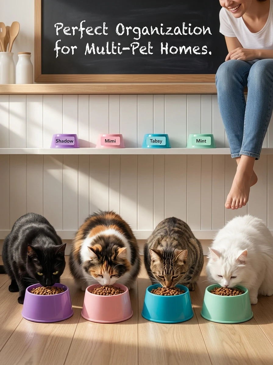 4 Pcs Lightweight Circular Pet Food Bowls Durable Feeding Dish for Dogs and Cats Easy to Clean Pet Feeding Set by PawHaven