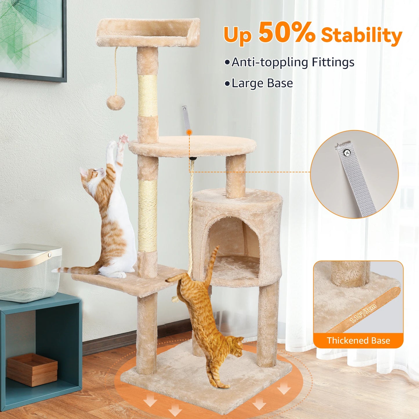 Cat Tree Multi-Level Tower Condo Scratching Post Kitten Toy Cozy Condo Climb Furniture Climbing Tower Activity Centre for Cats by PawHaven