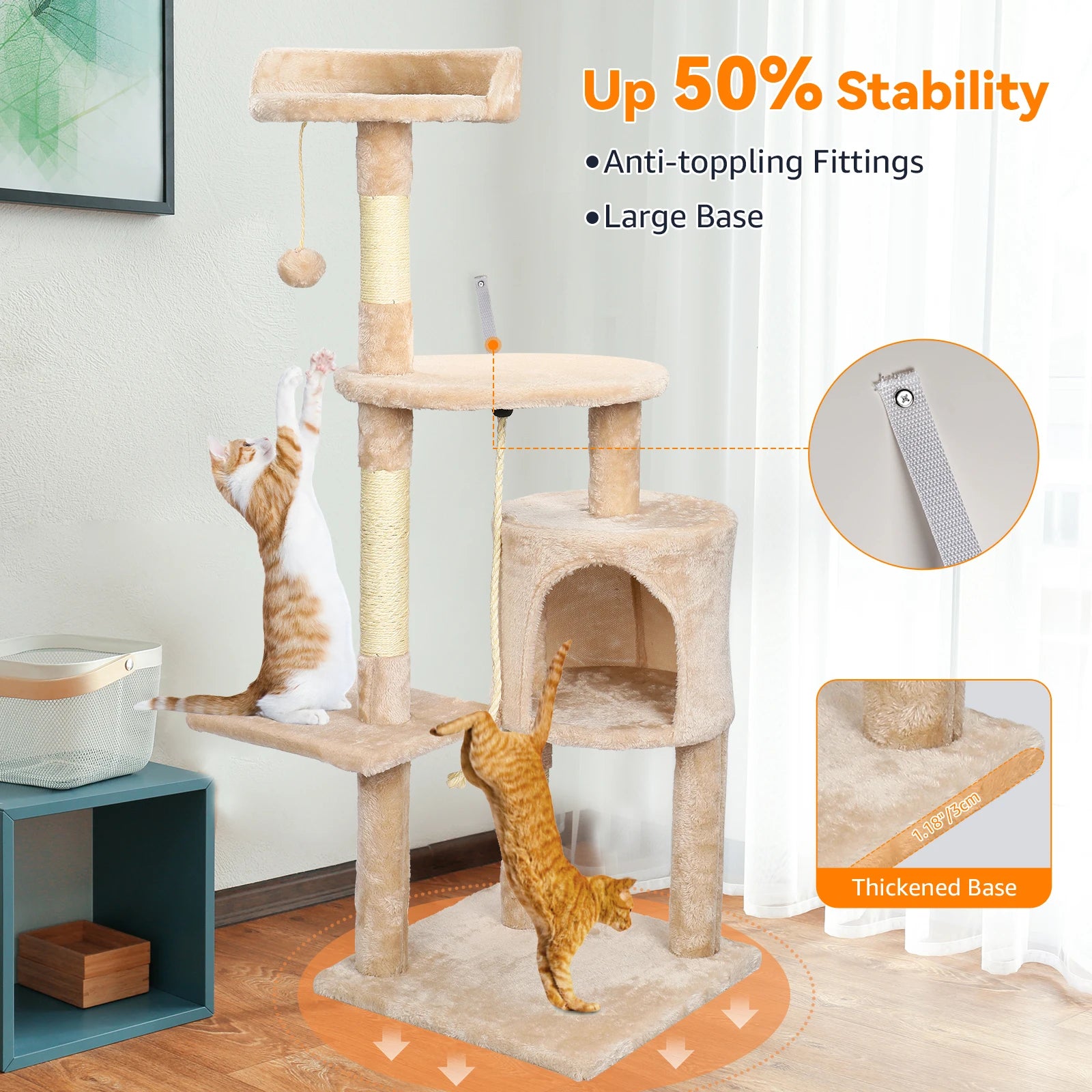 Cat Tree Multi-Level Tower Condo Scratching Post Kitten Toy Cozy Condo Climb Furniture Climbing Tower Activity Centre for Cats by PawHaven