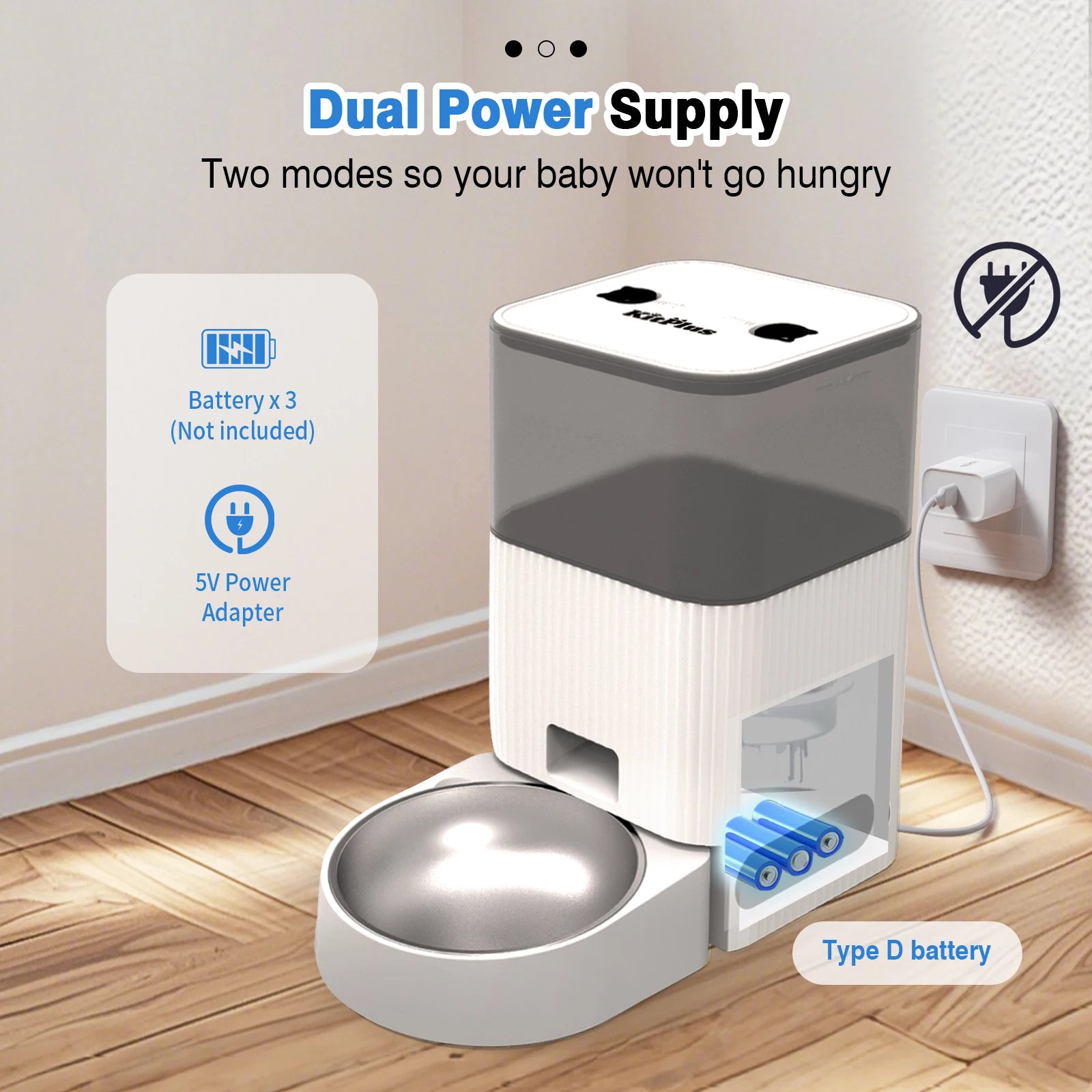 KITPLUS Automatic Cat Feeder, APP Control, Dog Feeder Automatic with Timer, Cat Food Dispenser, Locked Lid, Feeding＆Recordi by PawHaven