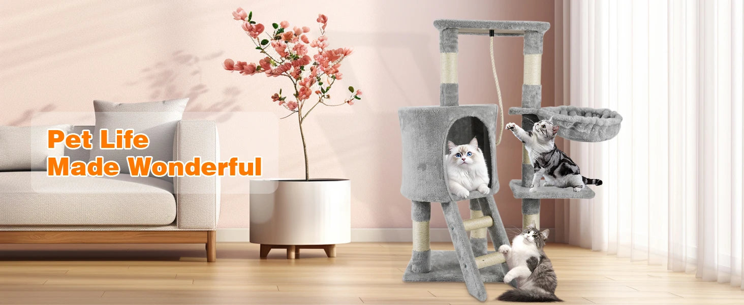 Cat Tree Multi-Level Tower Condo Scratching Post Kitten Toy Cozy Condo Climb Furniture Climbing Tower Activity Centre for Cats by PawHaven