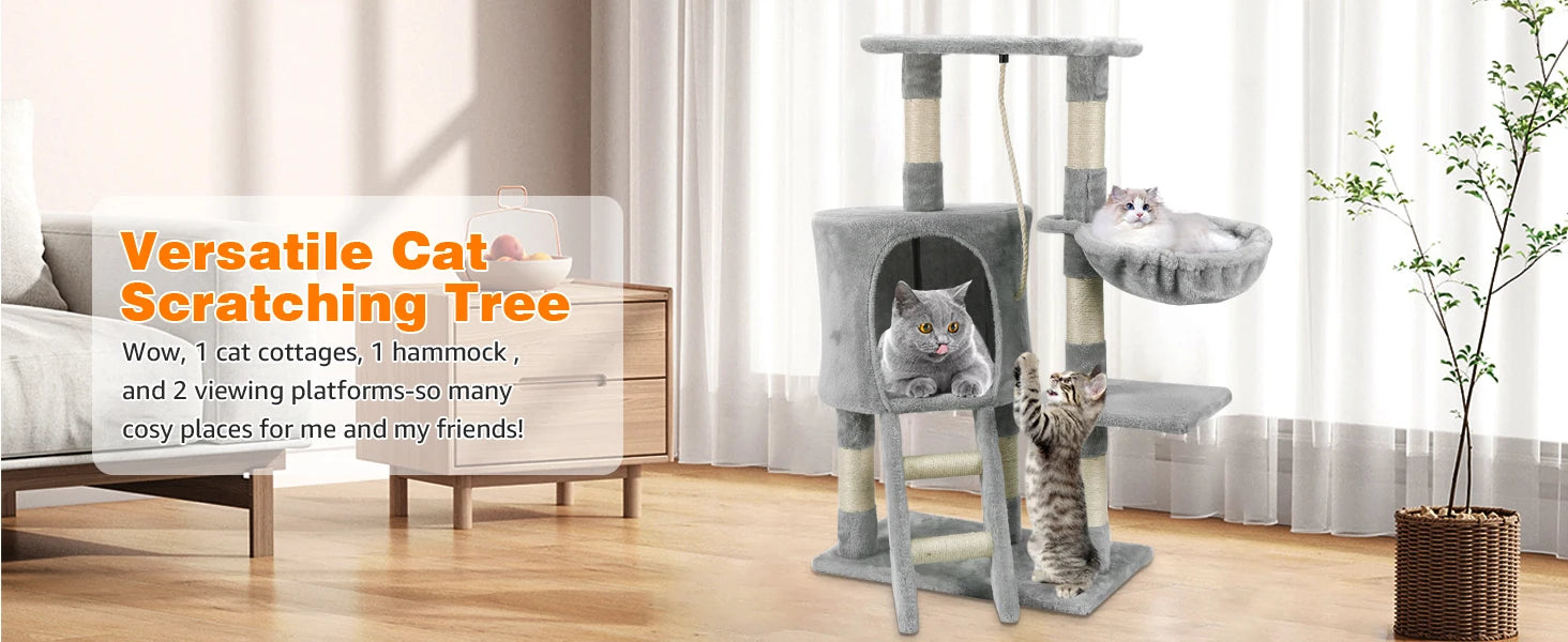 Cat Tree Multi-Level Tower Condo Scratching Post Kitten Toy Cozy Condo Climb Furniture Climbing Tower Activity Centre for Cats by PawHaven