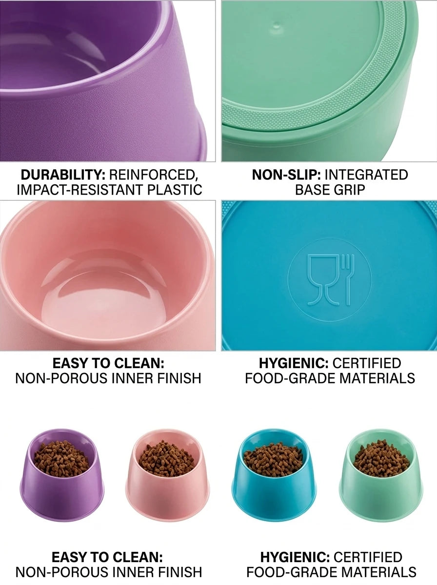 4 Pcs Lightweight Circular Pet Food Bowls Durable Feeding Dish for Dogs and Cats Easy to Clean Pet Feeding Set by PawHaven