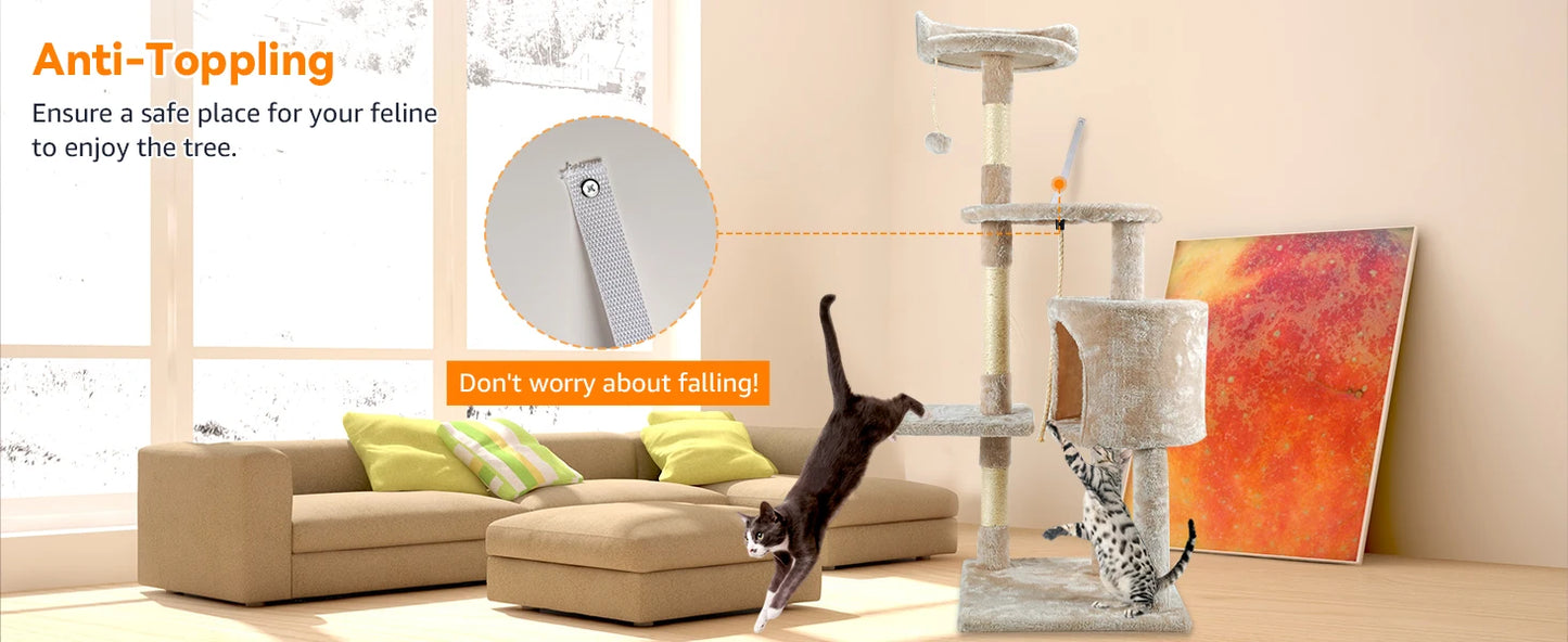 Cat Tree Multi-Level Tower Condo Scratching Post Kitten Toy Cozy Condo Climb Furniture Climbing Tower Activity Centre for Cats by PawHaven