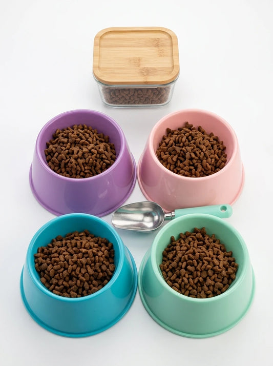 4 Pcs Lightweight Circular Pet Food Bowls Durable Feeding Dish for Dogs and Cats Easy to Clean Pet Feeding Set by PawHaven