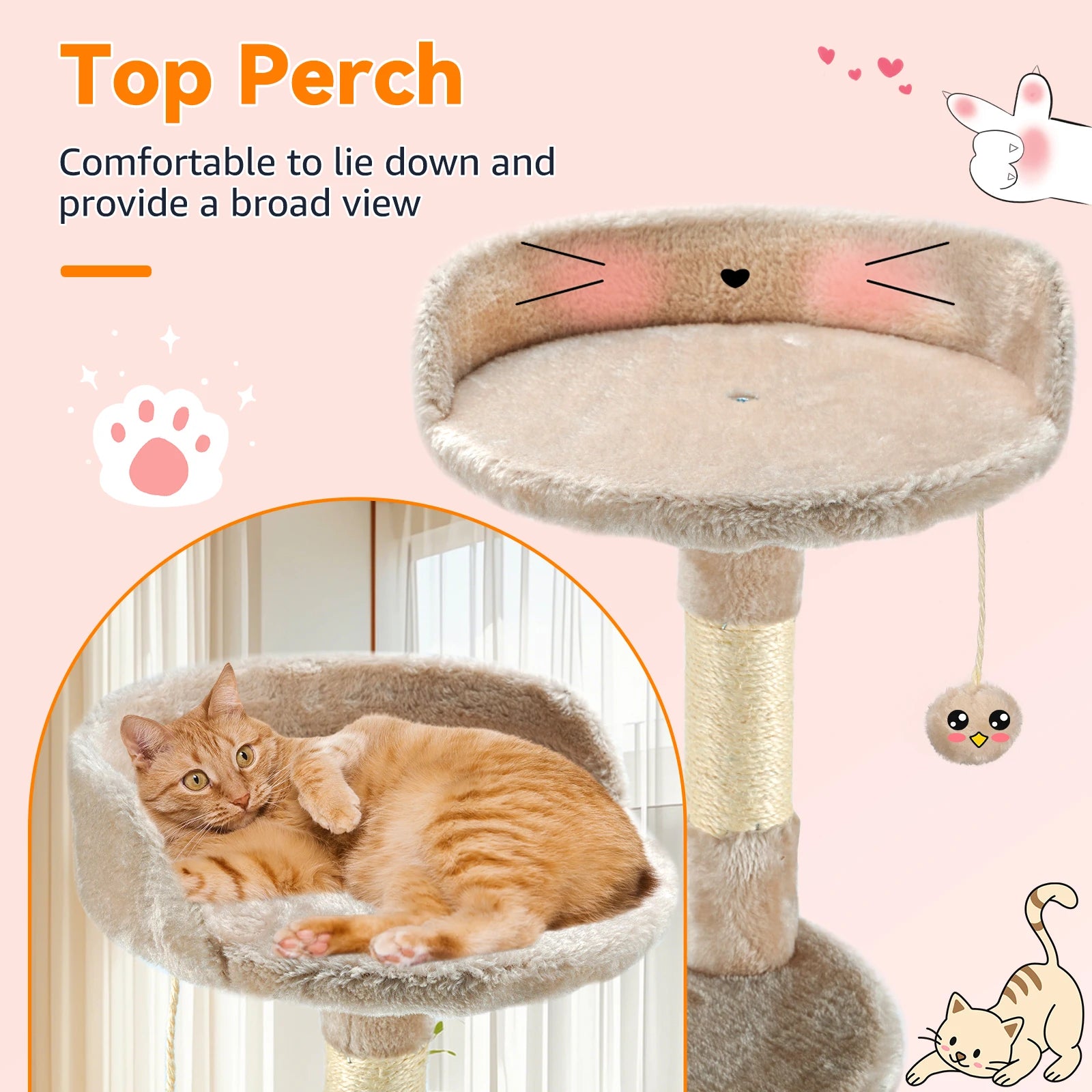 Cat Tree Multi-Level Tower Condo Scratching Post Kitten Toy Cozy Condo Climb Furniture Climbing Tower Activity Centre for Cats by PawHaven