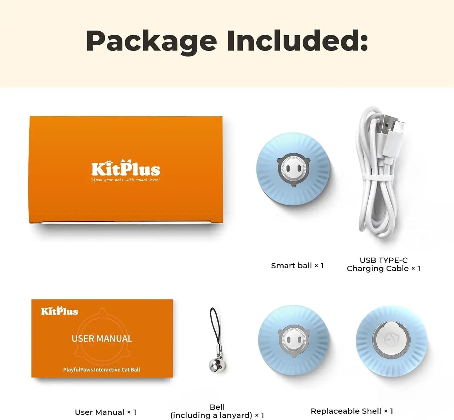 KitPlus Interactive Cat Ball Toy With USB Rechargeable by PawHaven