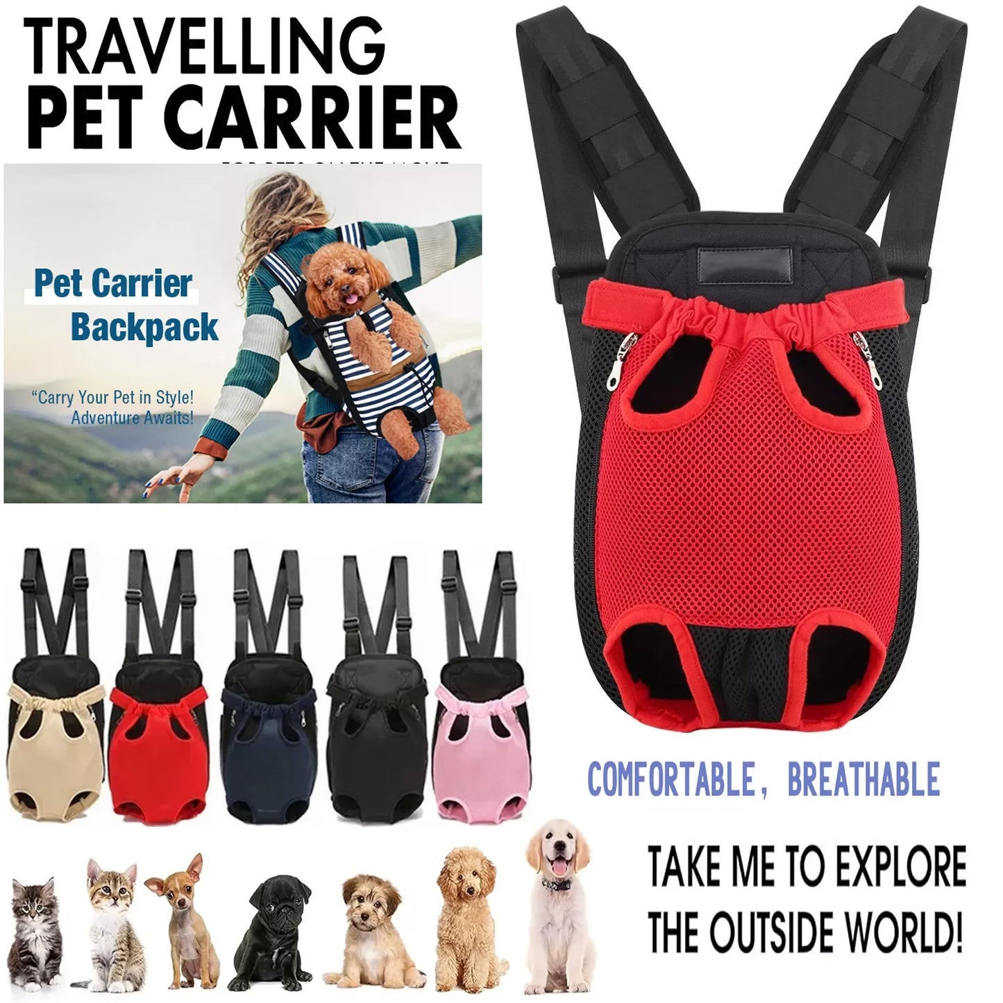 Premium Legs Out Pet Carrier Backpack For Dogs And Cats by PawHaven