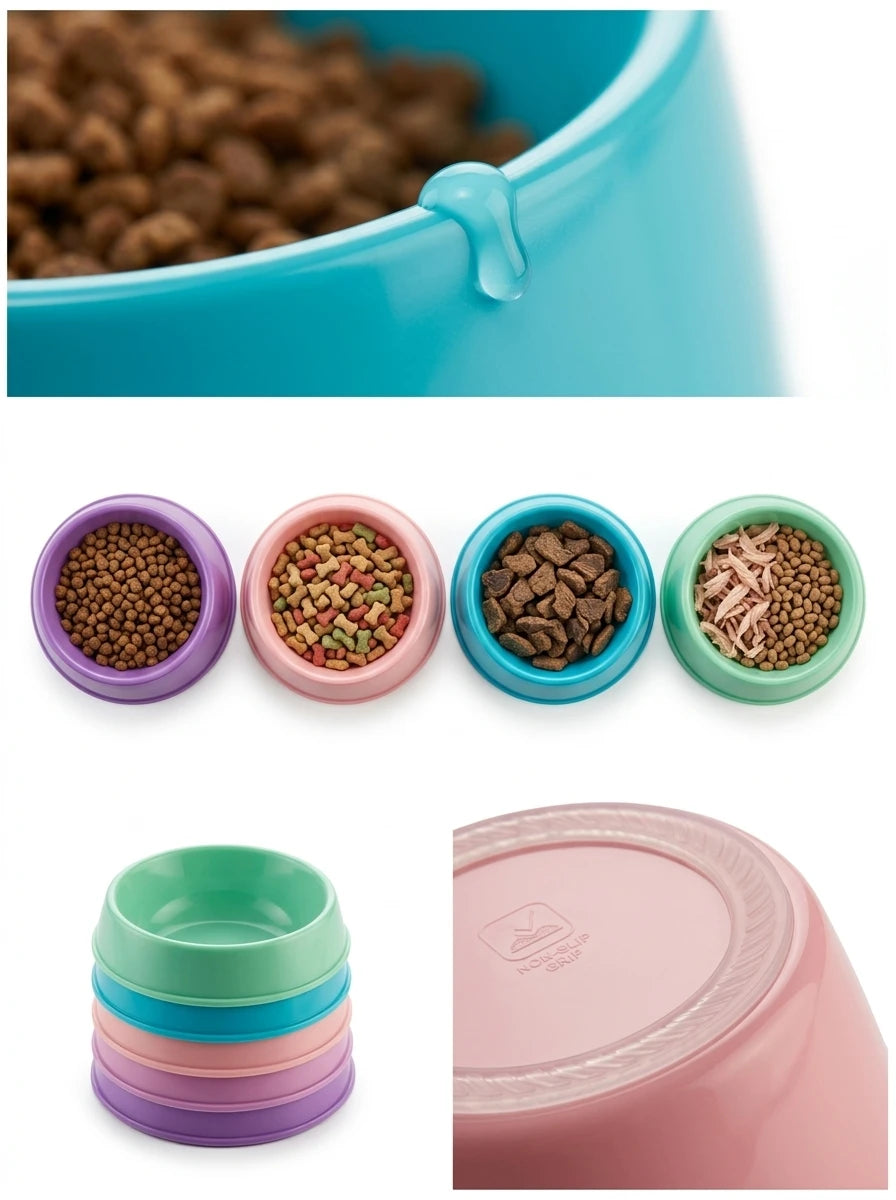 4 Pcs Lightweight Circular Pet Food Bowls Durable Feeding Dish for Dogs and Cats Easy to Clean Pet Feeding Set by PawHaven