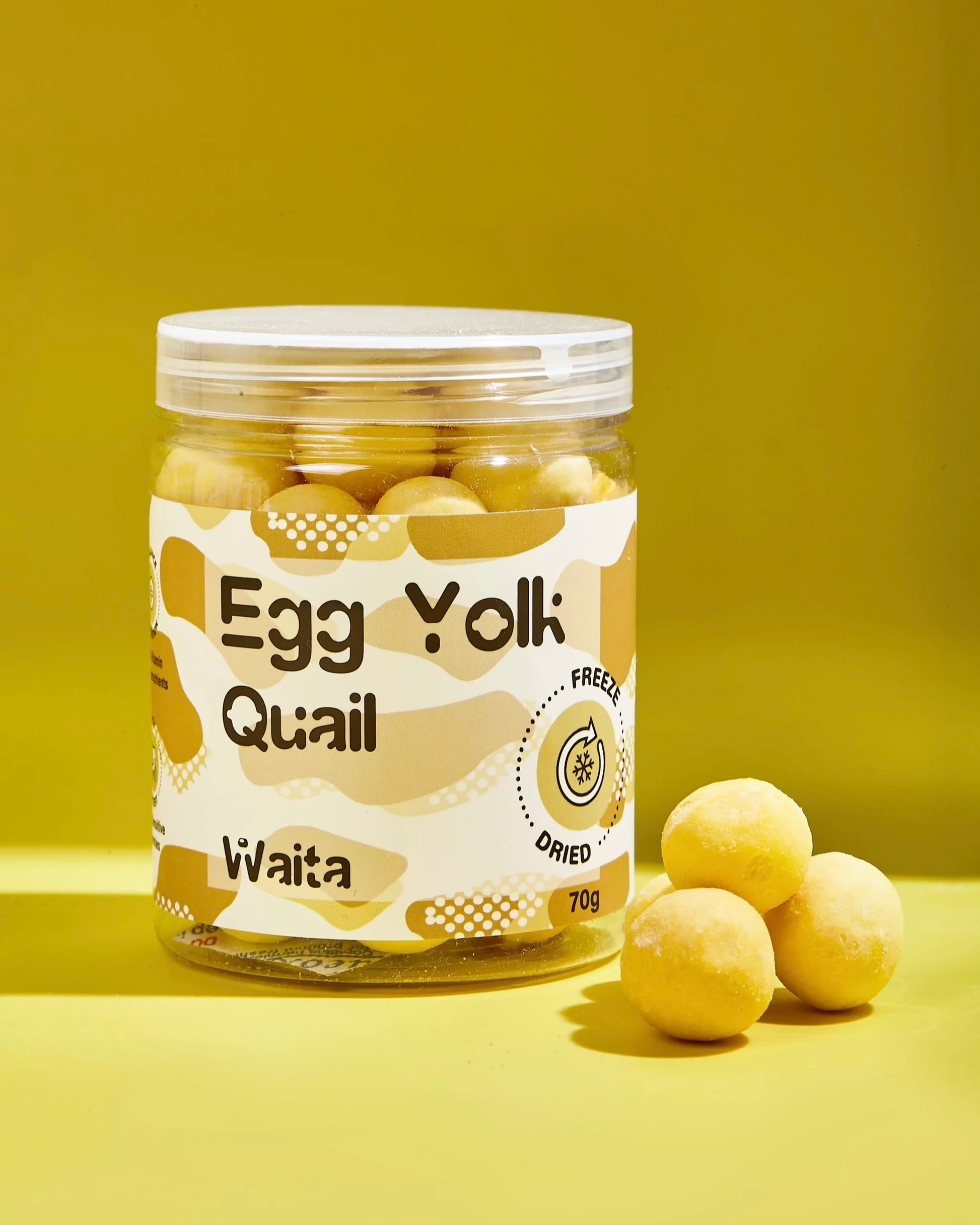Waita Freeze Dried Quail Egg Yolk 70g Premium Pet Treats Cat Dog High Protein Nutrient Dense Skin Coat Rich Vitamins Minerals by PawHaven