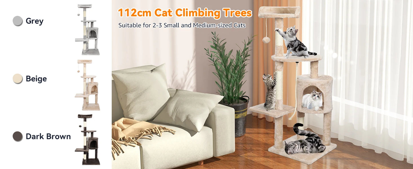 Cat Tree Multi-Level Tower Condo Scratching Post Kitten Toy Cozy Condo Climb Furniture Climbing Tower Activity Centre for Cats by PawHaven