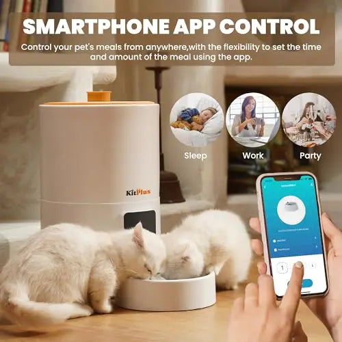 KITPLUS Vacuum Automatic Cat Feeder, 9L Cat Food Dispenser, App Timer to Feeder, Keep Food Fresh, Lock Lid, 10 meals for dog cat by PawHaven