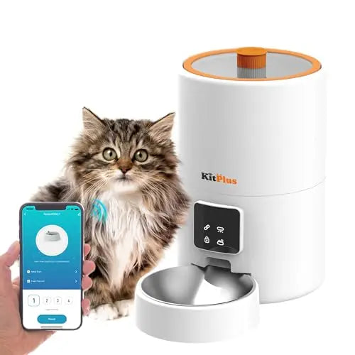 KITPLUS Vacuum Automatic Cat Feeder, 9L Cat Food Dispenser, App Timer to Feeder, Keep Food Fresh, Lock Lid, 10 meals for dog cat by PawHaven