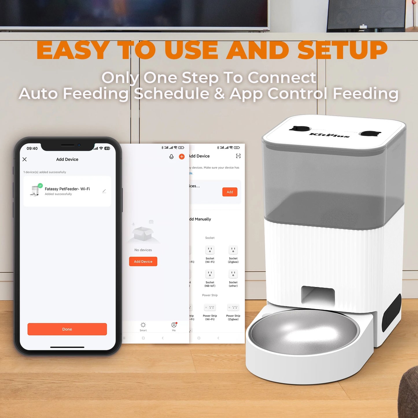 KITPLUS Automatic Cat Feeder, APP Control, Dog Feeder Automatic with Timer, Cat Food Dispenser, Locked Lid, Feeding＆Recordi by PawHaven