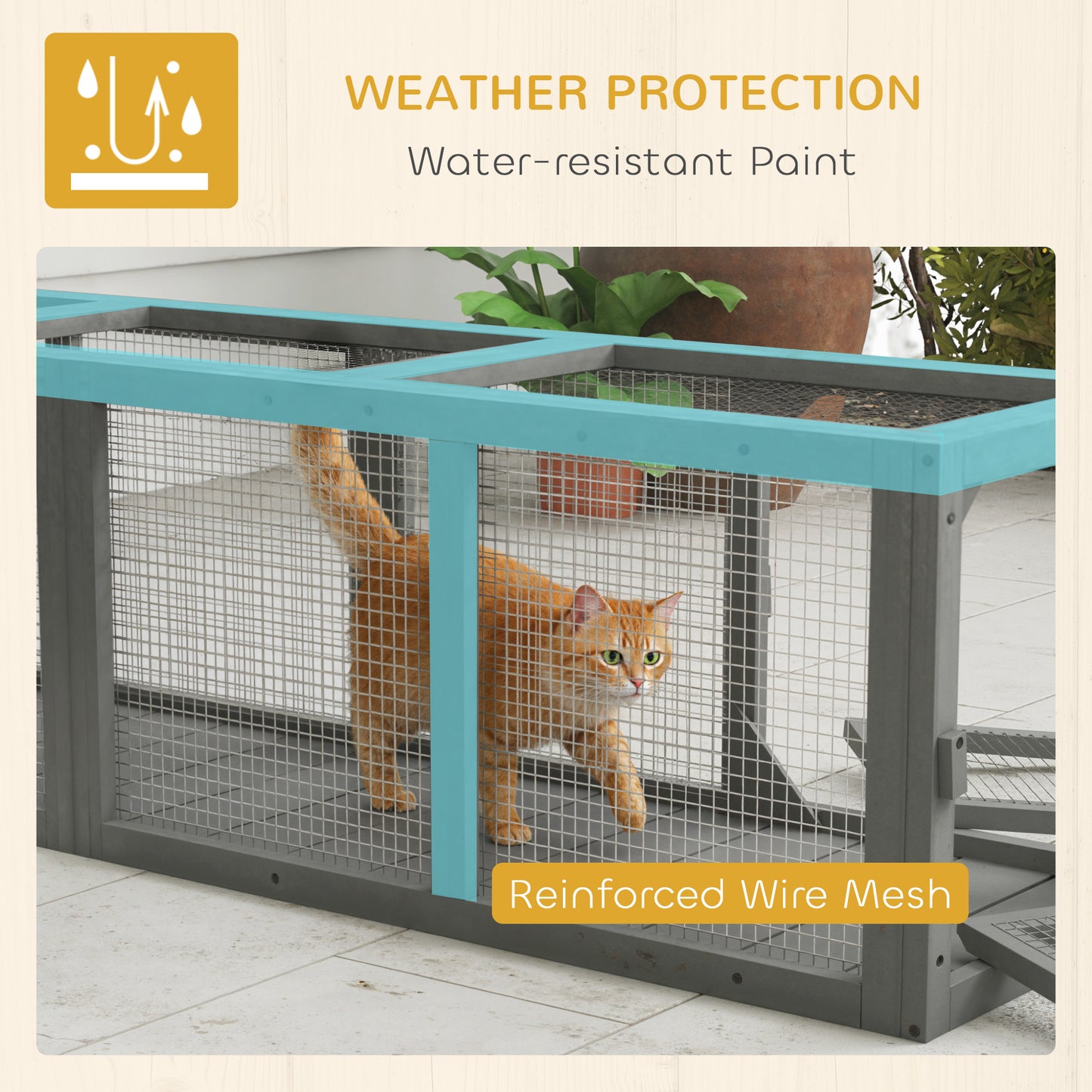 PawHut Outdoor Cat Tunnel, Wooden Extendable Pet Run, for Kitty, Puppy, Grey by PawHaven