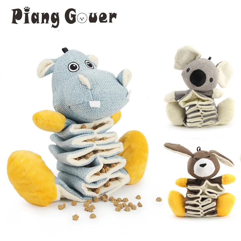 Cloth Leakage Food Dog Toy For Puppy Hippo Slow Feed Small Dog Toys Kangaroo Koala Cotton Linen Slow Eat Pet Toy by PawHaven