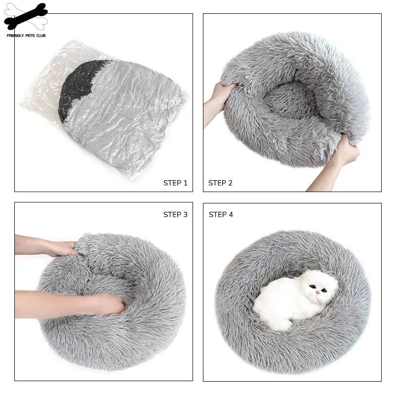 Luxury Plush Donut Dog Bed For Winter Warmth by PawHaven