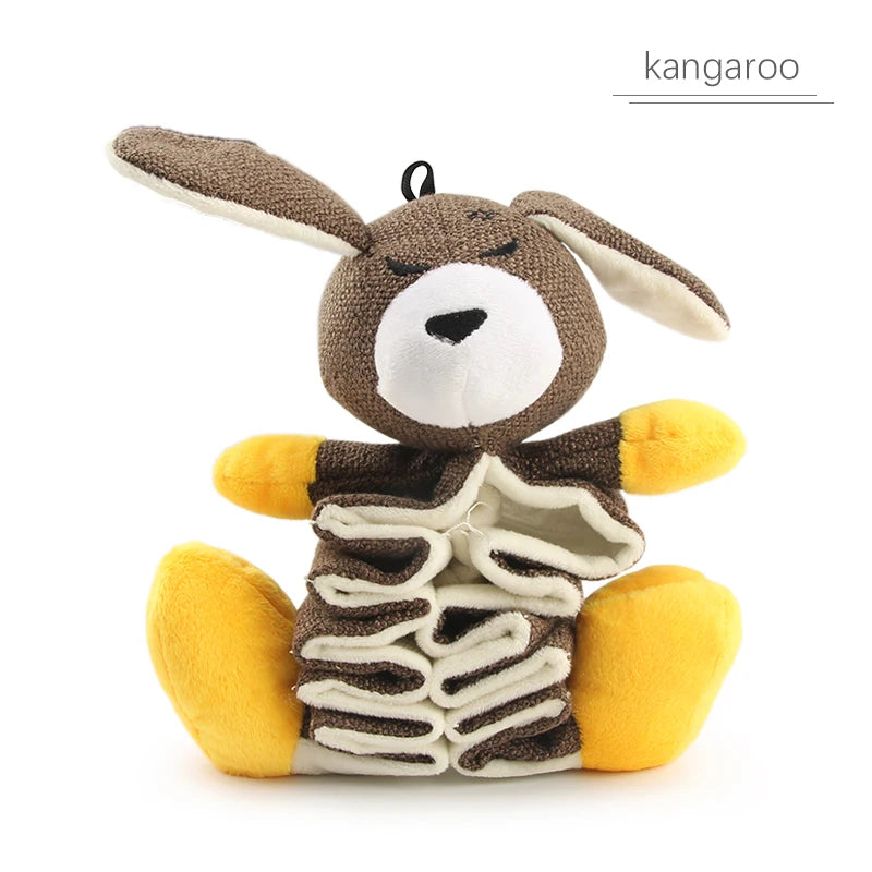 Cloth Leakage Food Dog Toy For Puppy Hippo Slow Feed Small Dog Toys Kangaroo Koala Cotton Linen Slow Eat Pet Toy by PawHaven