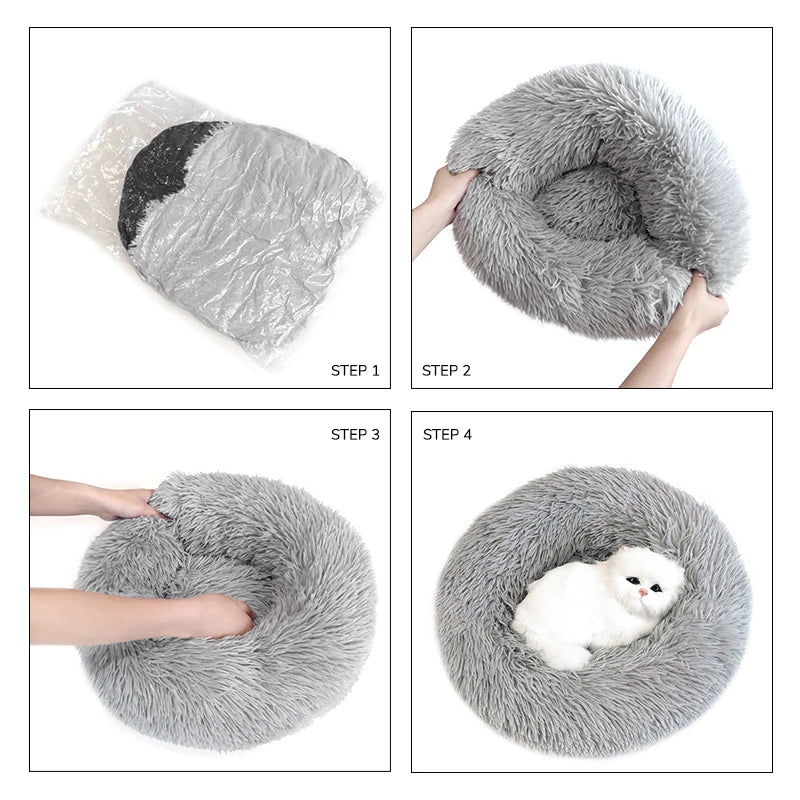 Luxury Plush Donut Dog Bed For Winter Warmth by PawHaven