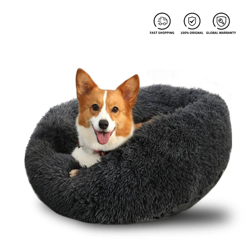 Luxury Plush Donut Dog Bed For Winter Warmth by PawHaven