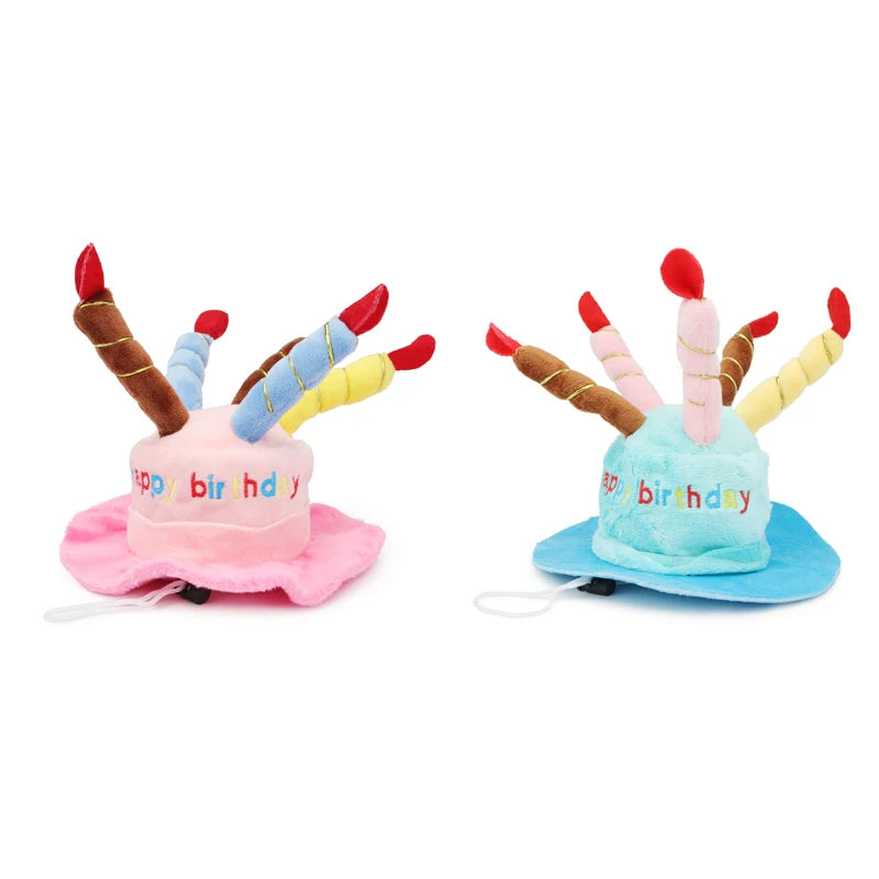 Dog Birthday Caps Hat With Cake Candles Design Birthday Party Costume Cat Headwear Pet Hat Dogs Accessories by PawHaven