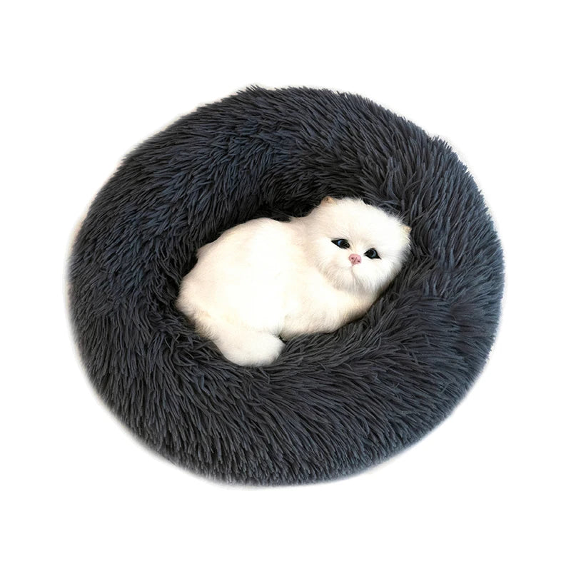 Luxury Plush Donut Dog Bed For Winter Warmth by PawHaven