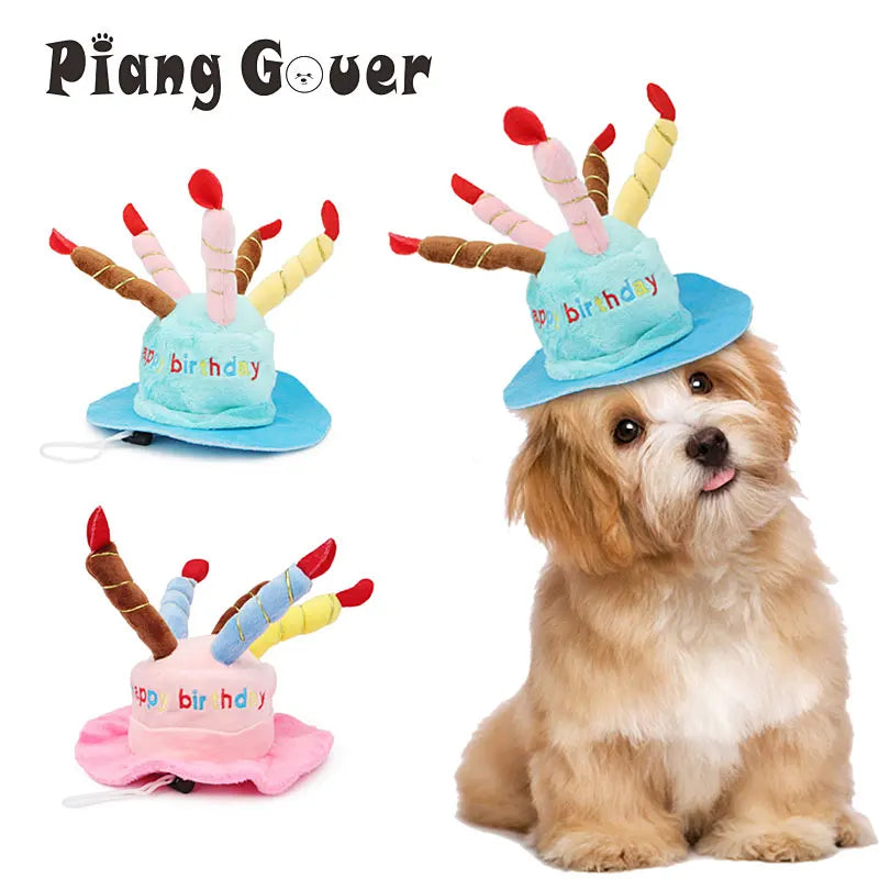 Dog Birthday Caps Hat With Cake Candles Design Birthday Party Costume Cat Headwear Pet Hat Dogs Accessories by PawHaven