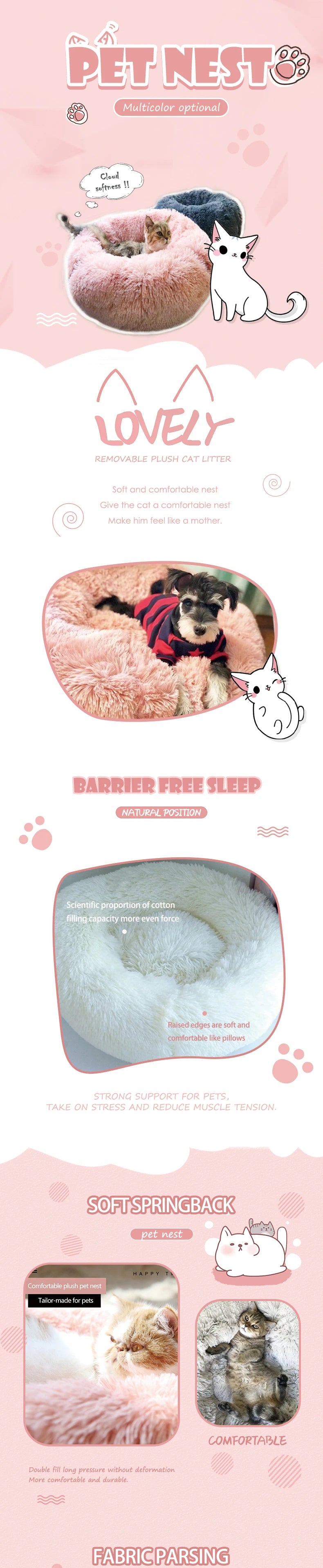 Luxury Plush Donut Dog Bed For Winter Warmth by PawHaven