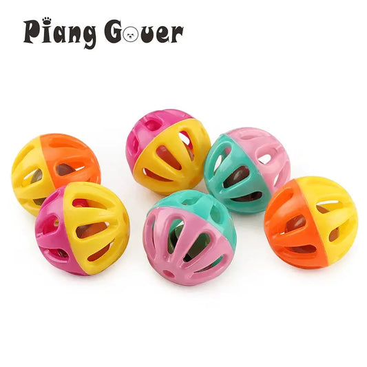 10pcs Plastic Ball Pet Toy Small Bell Balls Cat Toy Hollow Out Cat Toys For Kitten by PawHaven