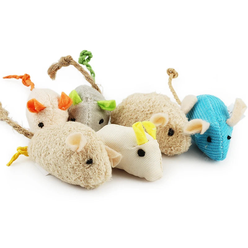 6pcs Mix Pet Toy Catnip Mice Cats Toys Fun Plush Mouse Cat Toy For Kitten by PawHaven